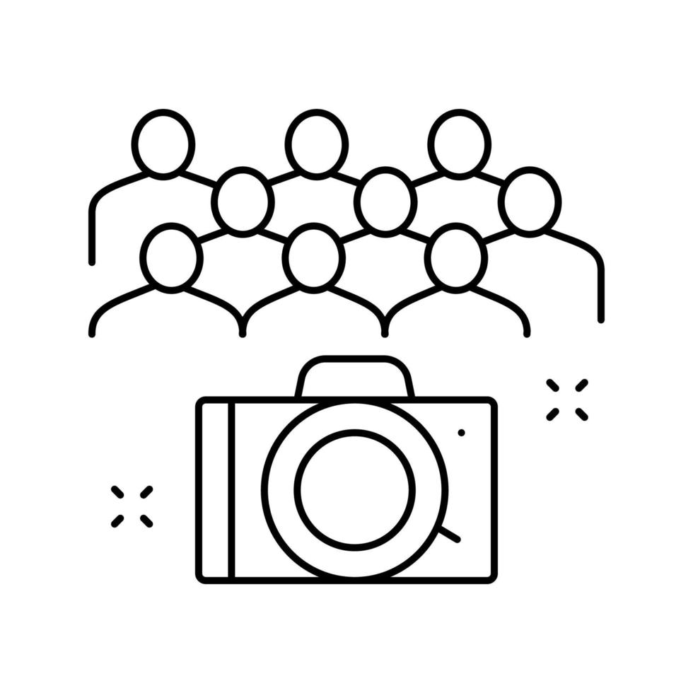 illustration vectorielle d'icône de ligne de jardin d'enfants de photographie collective vecteur