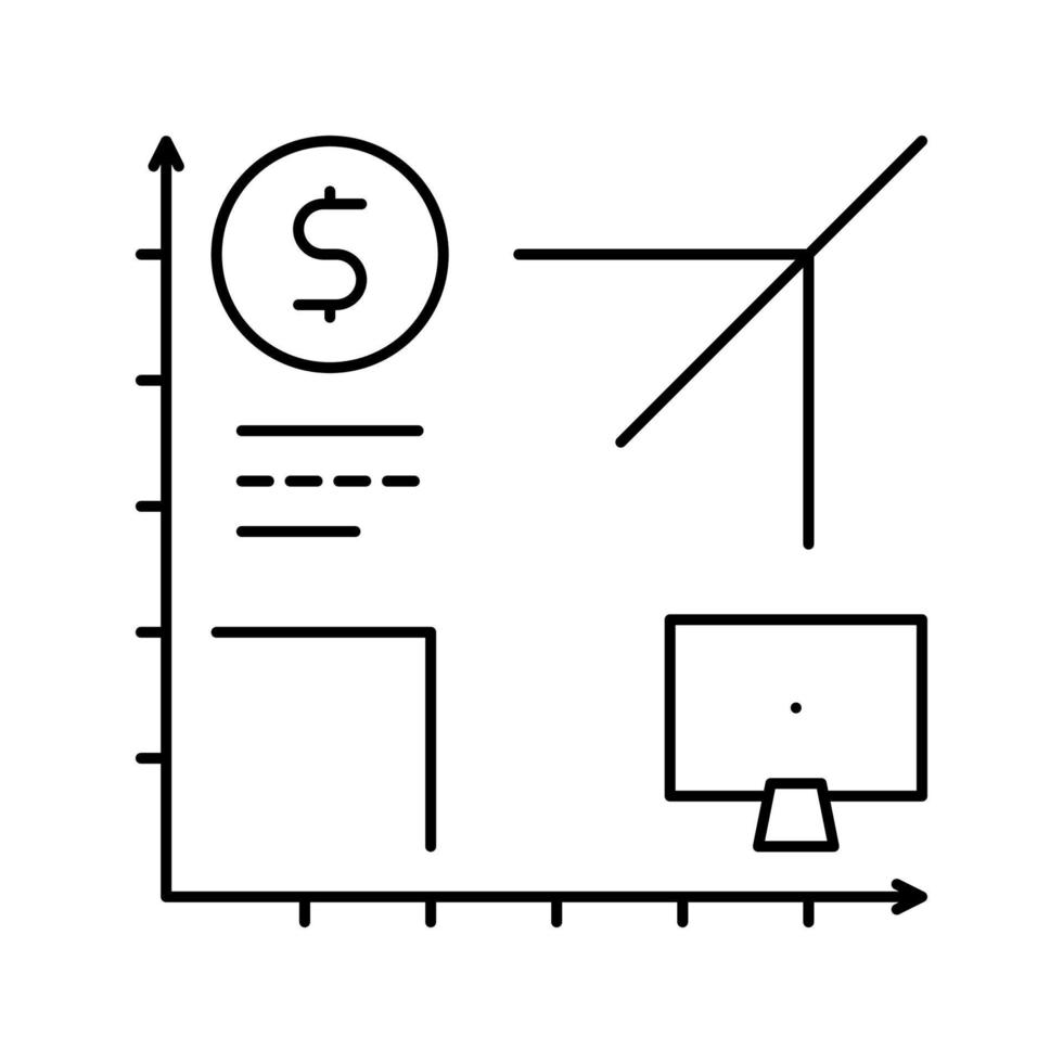 temps de travail avec illustration vectorielle d'icône de ligne d'ordinateur vecteur