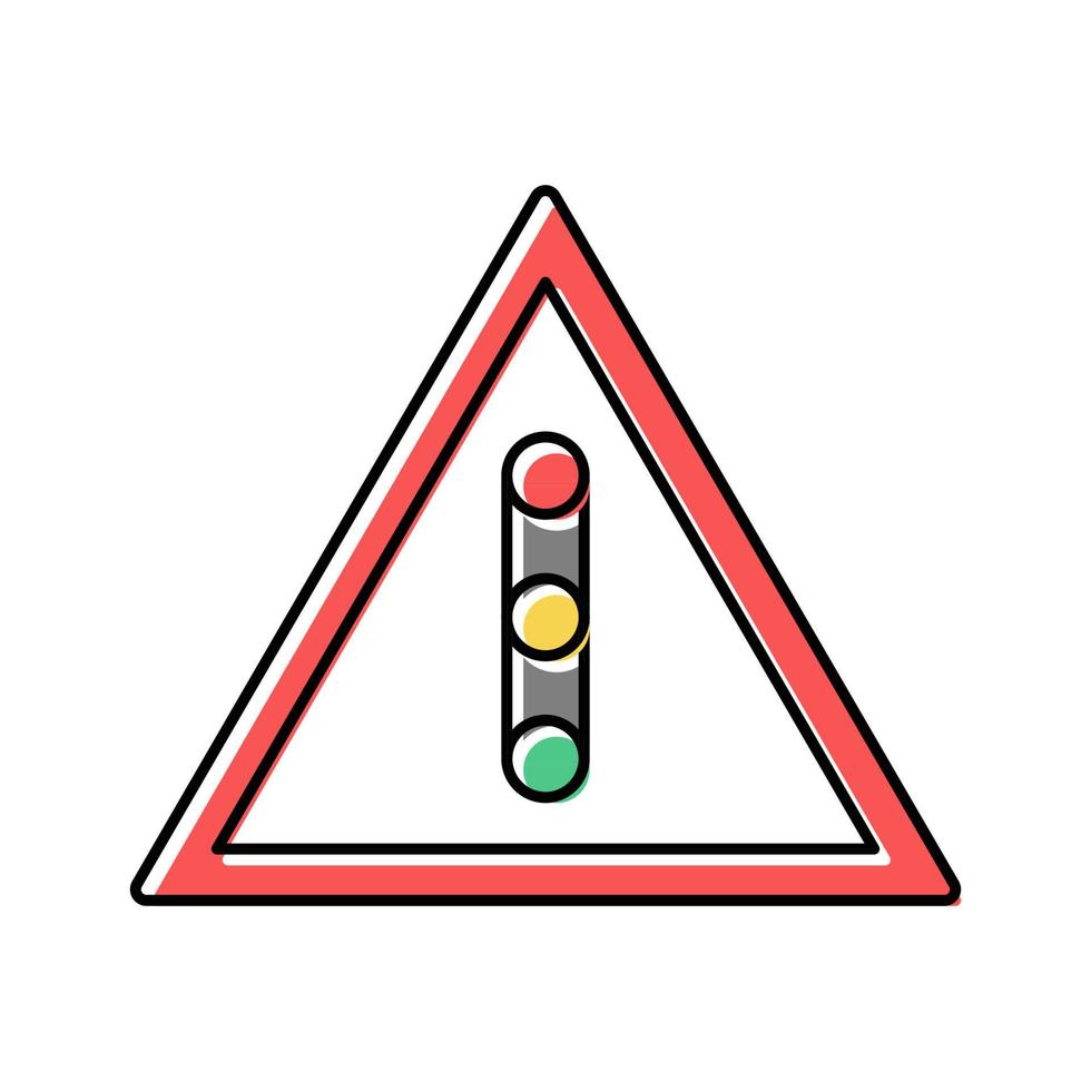 illustration vectorielle de l'icône de couleur du panneau de signalisation des feux de circulation vecteur