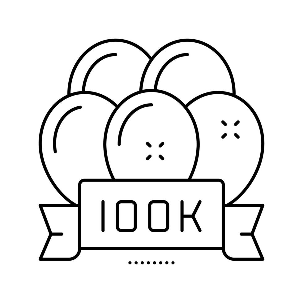 100k fête célébration ballons ligne icône illustration vectorielle vecteur