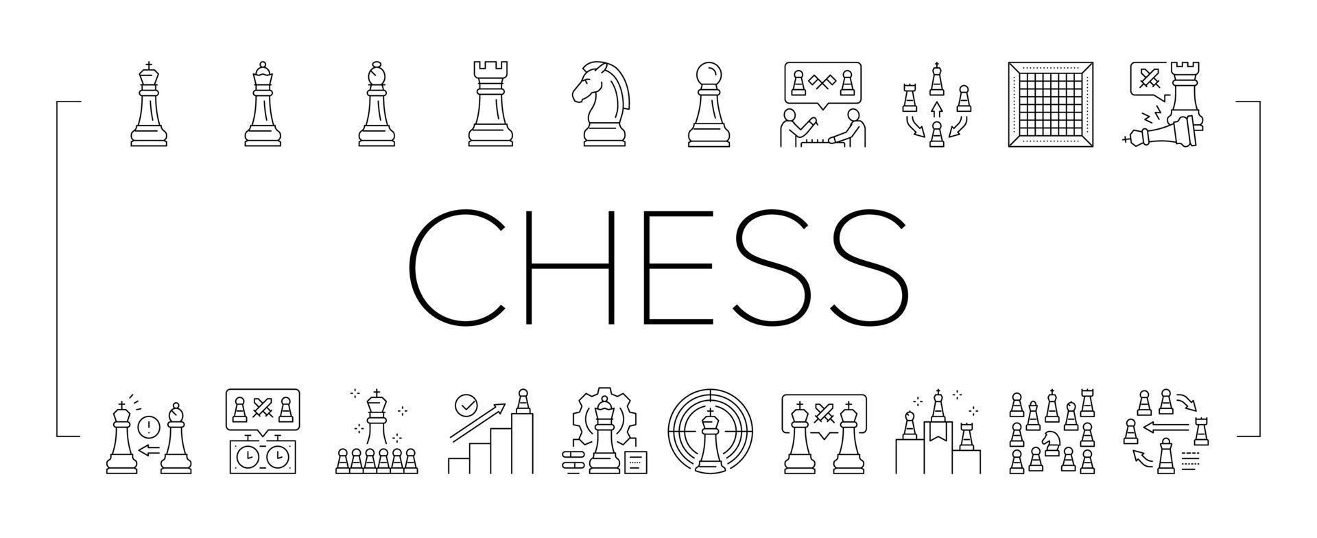 jeu d'échecs stratégie intelligente jeu d'icônes figure vecteur