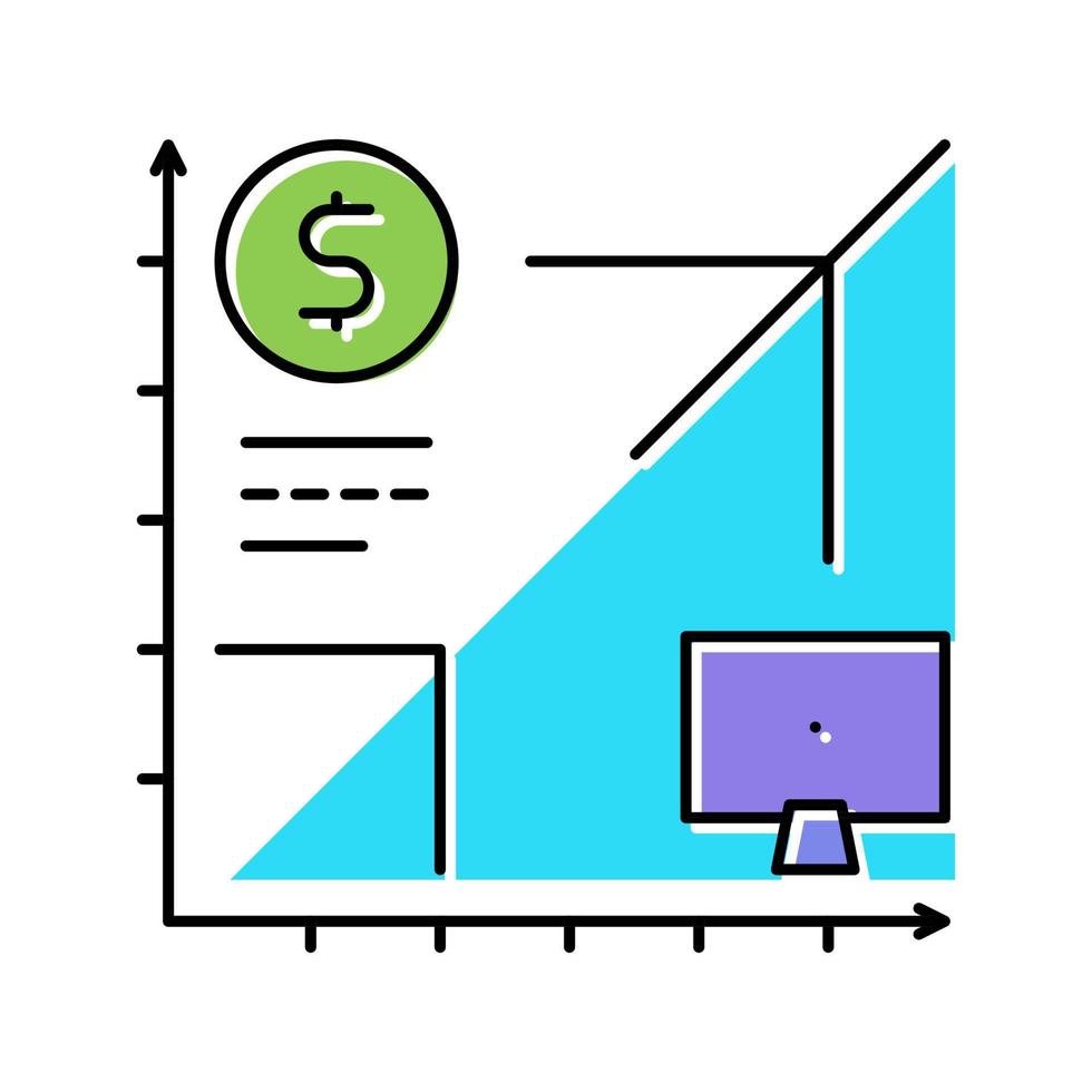 temps de travail avec l'illustration vectorielle de l'icône couleur de l'ordinateur vecteur