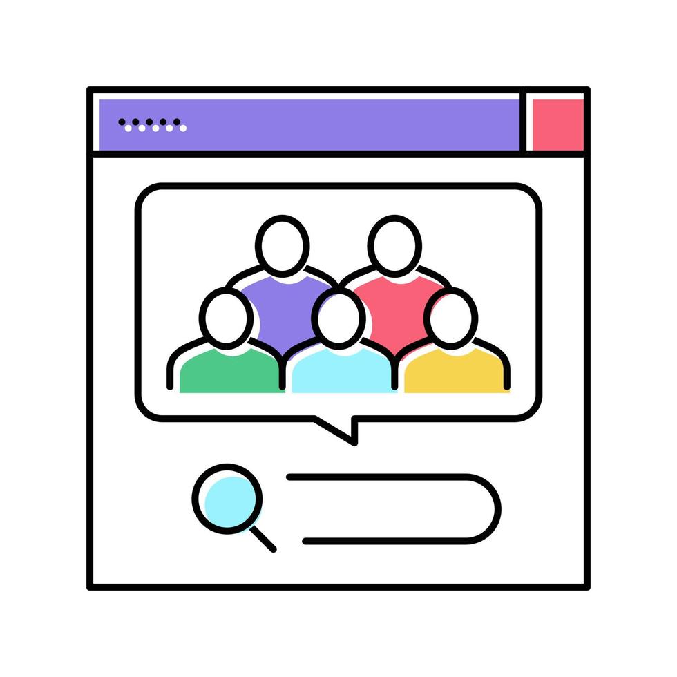 analyse des demandes de personnes dans l'illustration vectorielle de l'icône de couleur internet vecteur