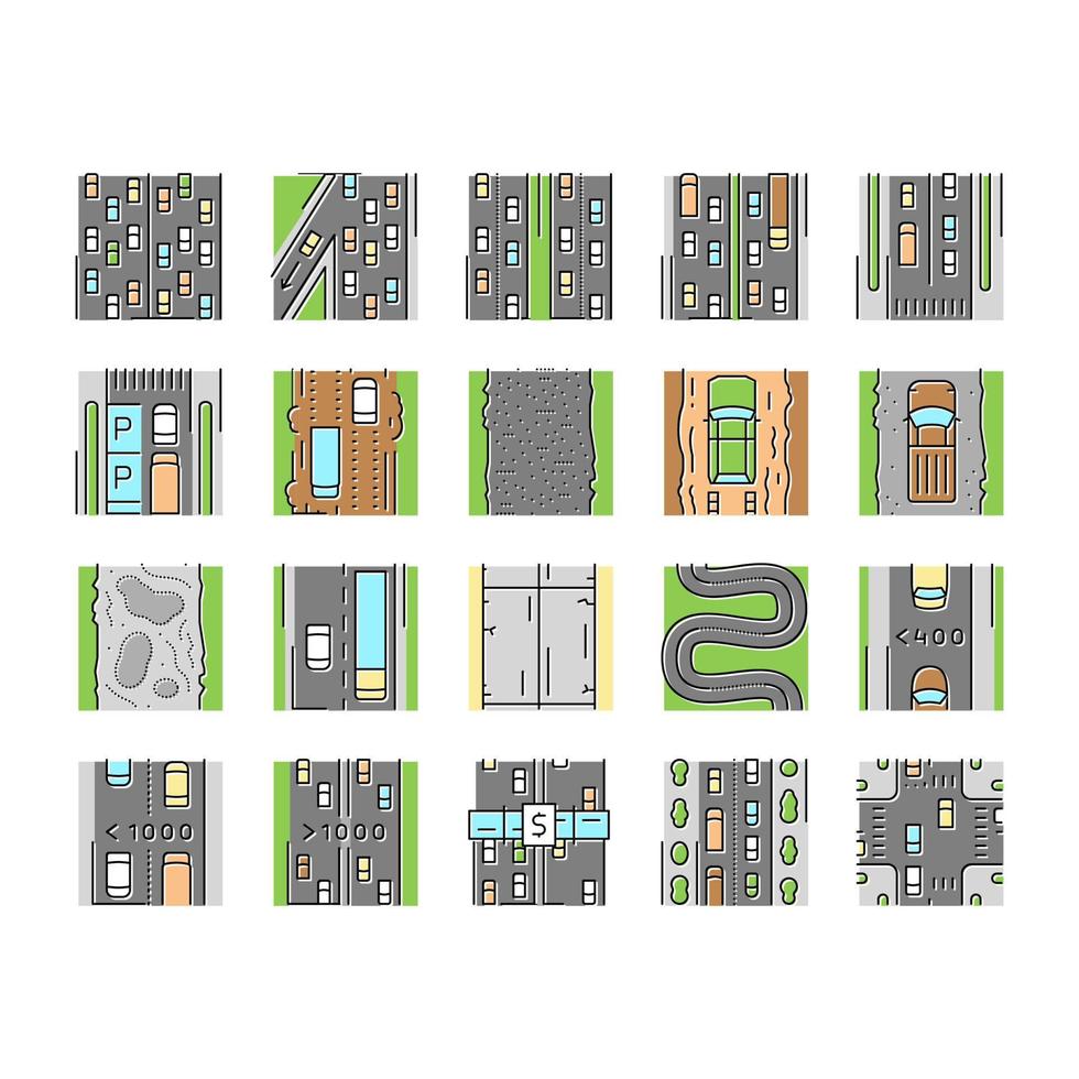 vecteur d'icônes d'autoroute urbaine et de campagne