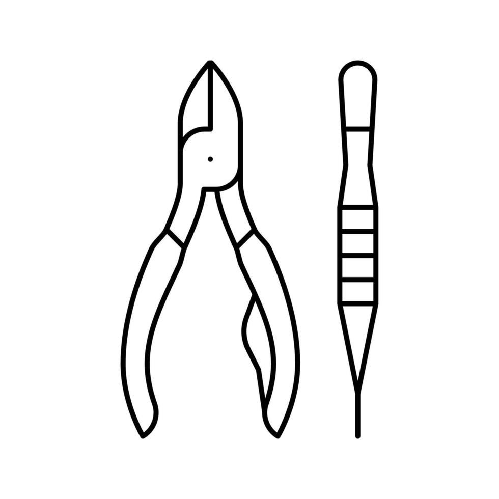 Outils d'illustration vectorielle de l'icône de la ligne du docteur des ongles vecteur