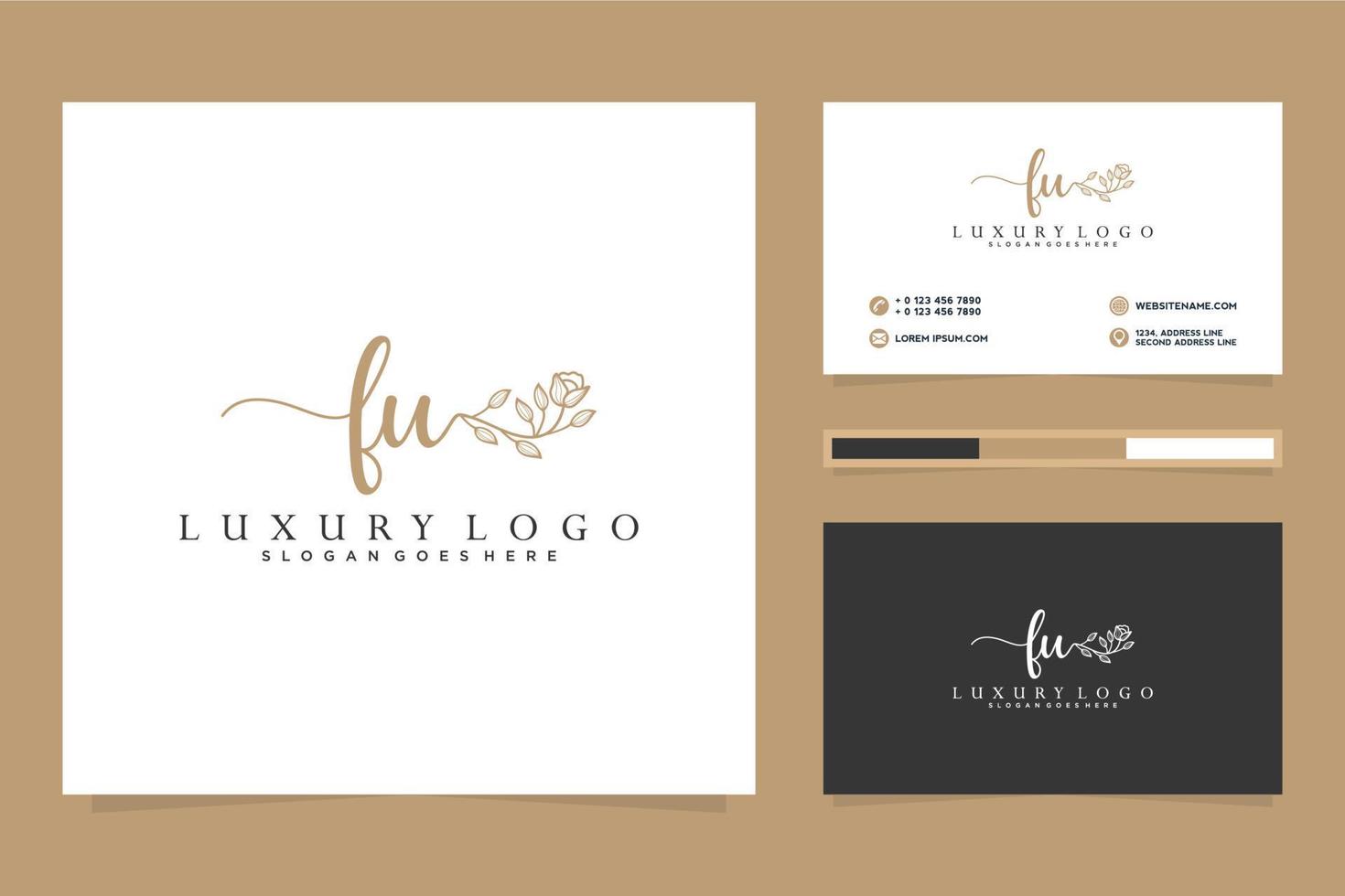 collections de logos féminins fu initiaux et modèle de carte de visite vecteur premium