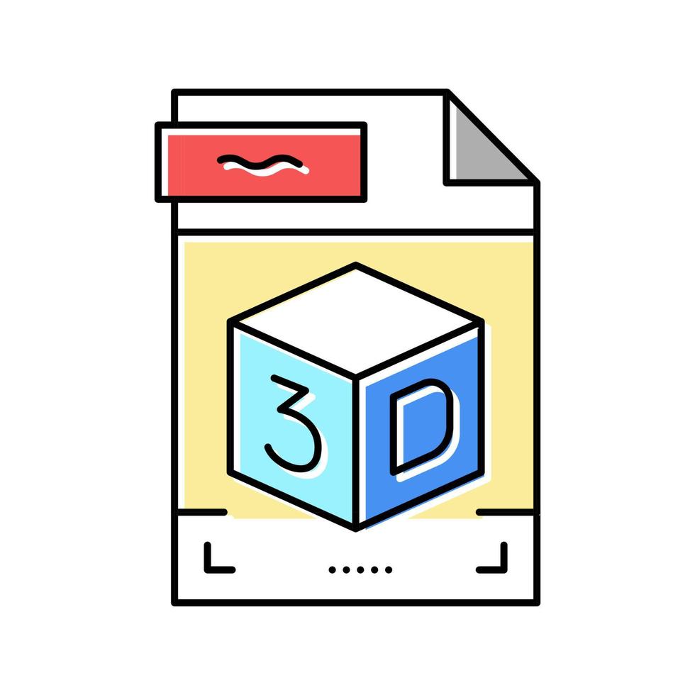 illustration vectorielle d'icône de couleur de fichier stl 3d vecteur