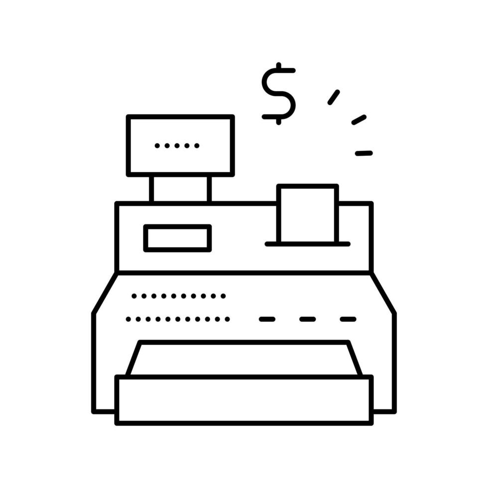 caisse enregistreuse supermarché outil ligne icône illustration vectorielle vecteur