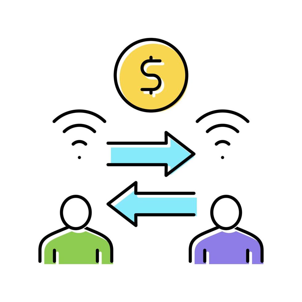 échange d'argent entre les utilisateurs de la banque illustration vectorielle d'icône de couleur vecteur