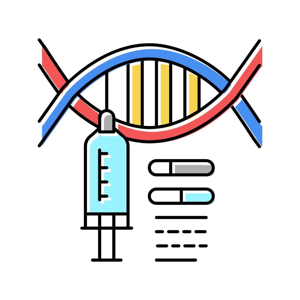 illustration vectorielle de l'icône de couleur génétique moléculaire de la seringue vecteur