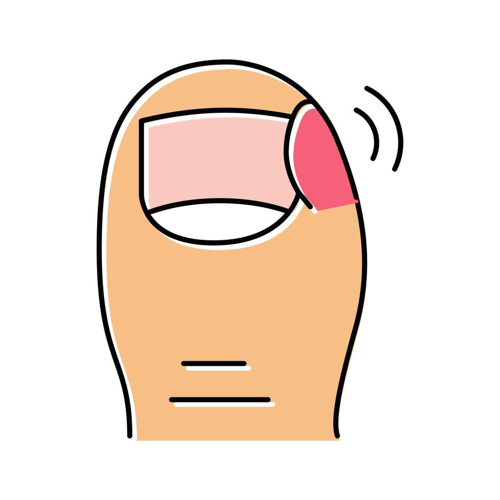 illustration vectorielle de l'icône de couleur de la douleur des ongles incarnés vecteur