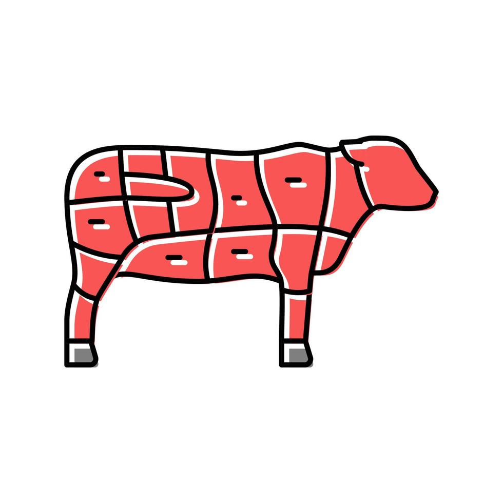 icône de couleur de viande de vache surlonge illustration vectorielle vecteur