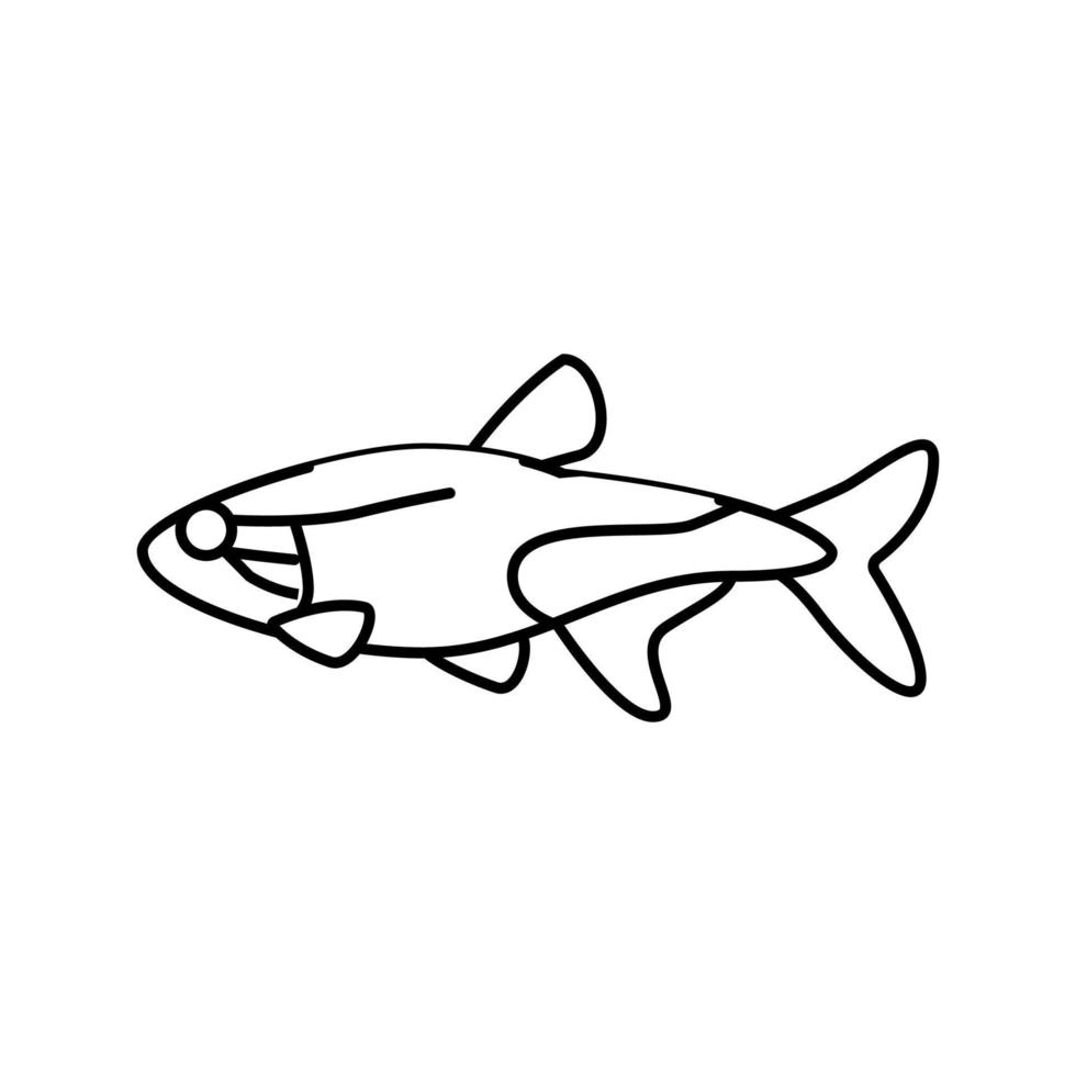 illustration vectorielle de l'icône de la ligne de poissons d'aquarium de tétras vecteur