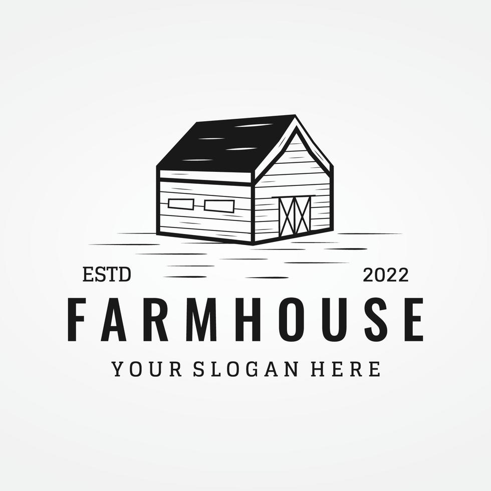 conception de modèle de logo de maison ou de grange ou grange de ferme biologique et maison de ferme d'animaux vintage. logo de pays vintage. vecteur