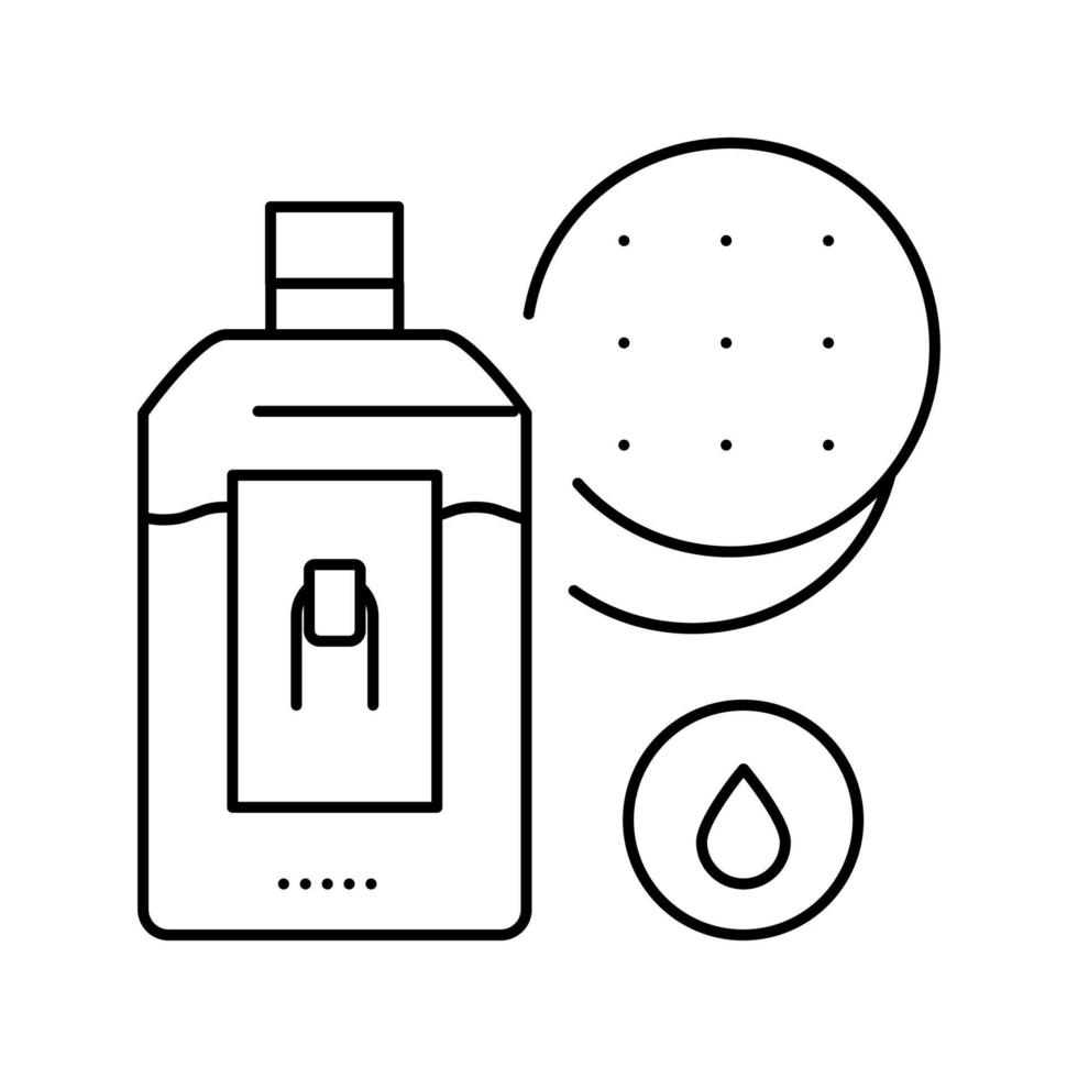 dissolvant de vernis à ongles et icône de ligne de tampon de coton illustration vectorielle vecteur