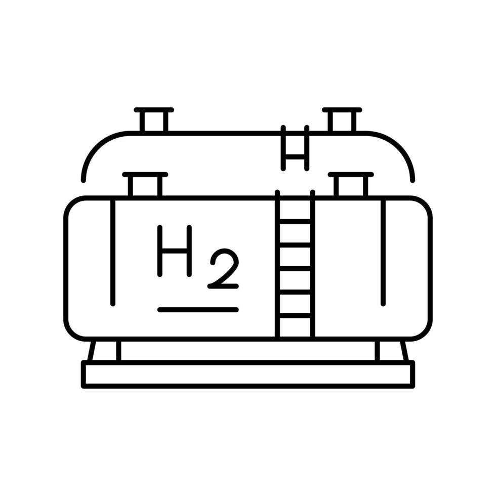 illustration vectorielle d'icône de ligne d'hydrogène de stockage de réservoir vecteur