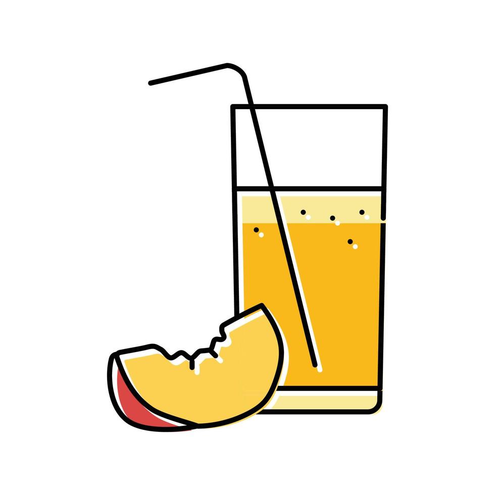 illustration vectorielle d'icône de couleur de fruit de nectarine de jus vecteur