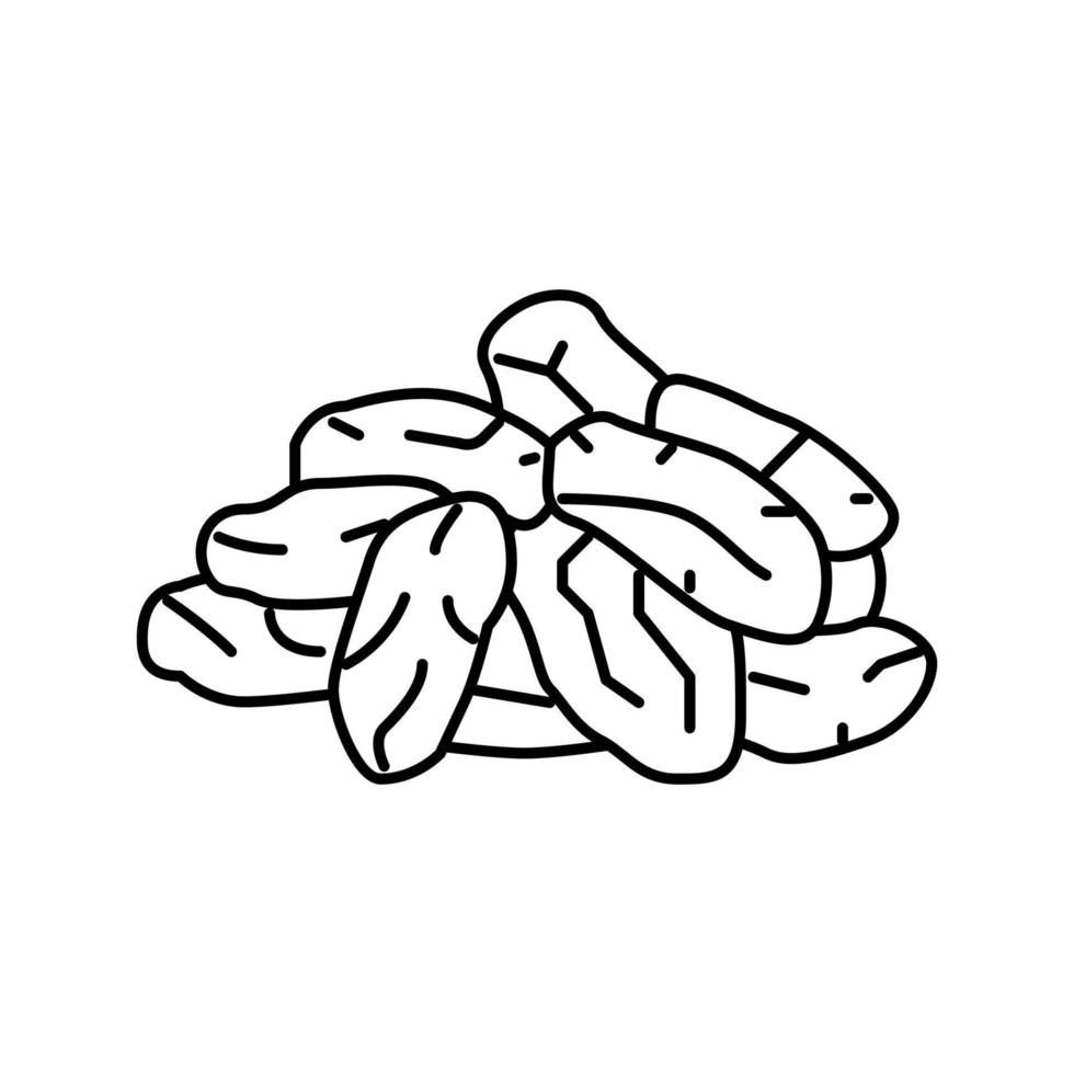 illustration vectorielle de l'icône de la ligne de fruits secs aux raisins secs vecteur