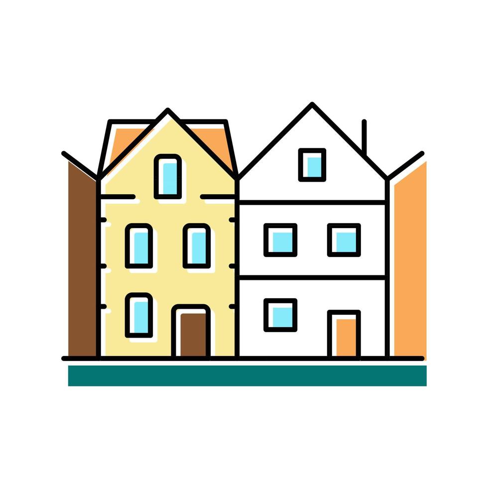 illustration vectorielle d'icône de couleur de maison de ville vecteur