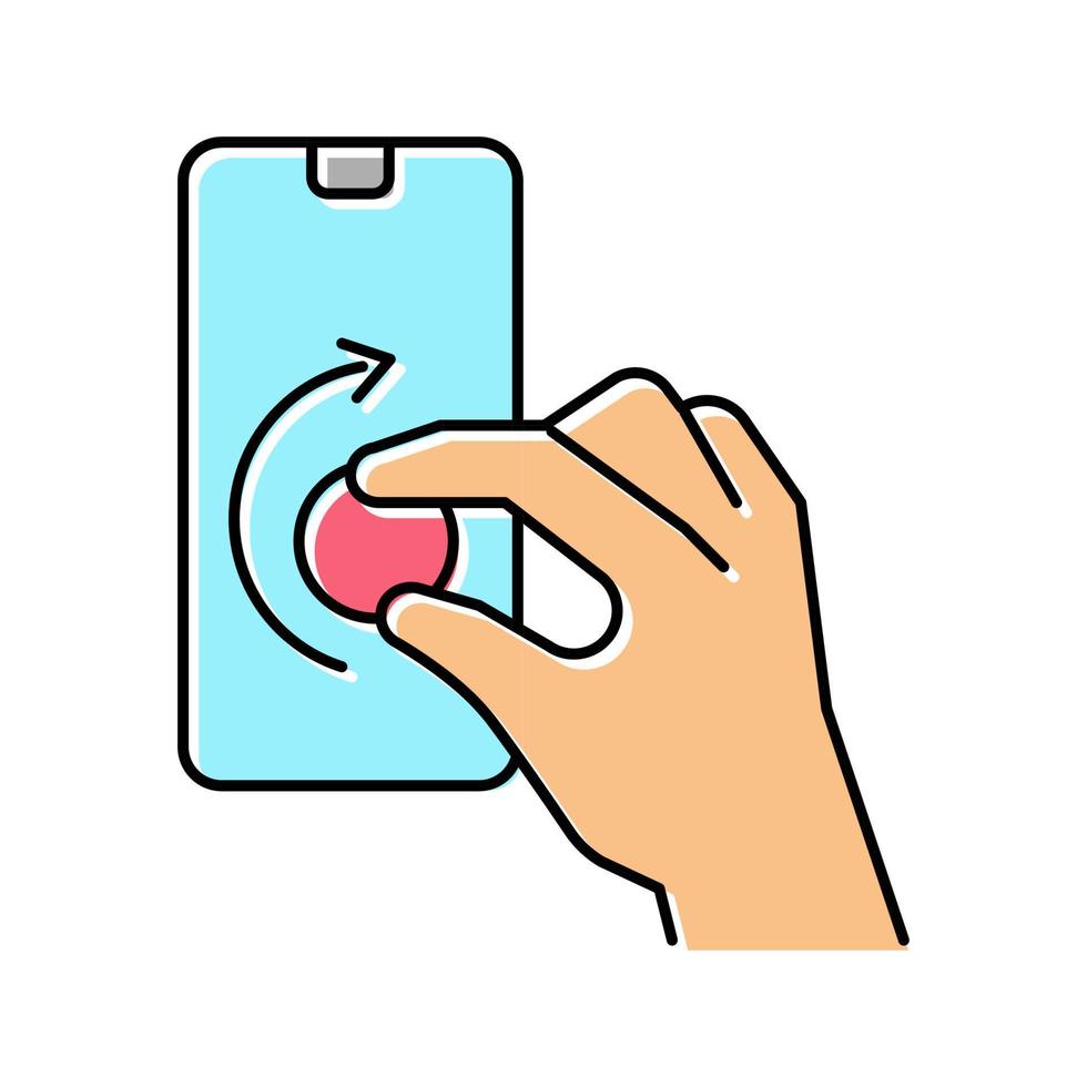 tourner le bouton numérique sur l'illustration vectorielle de l'icône de couleur de l'écran du smartphone vecteur