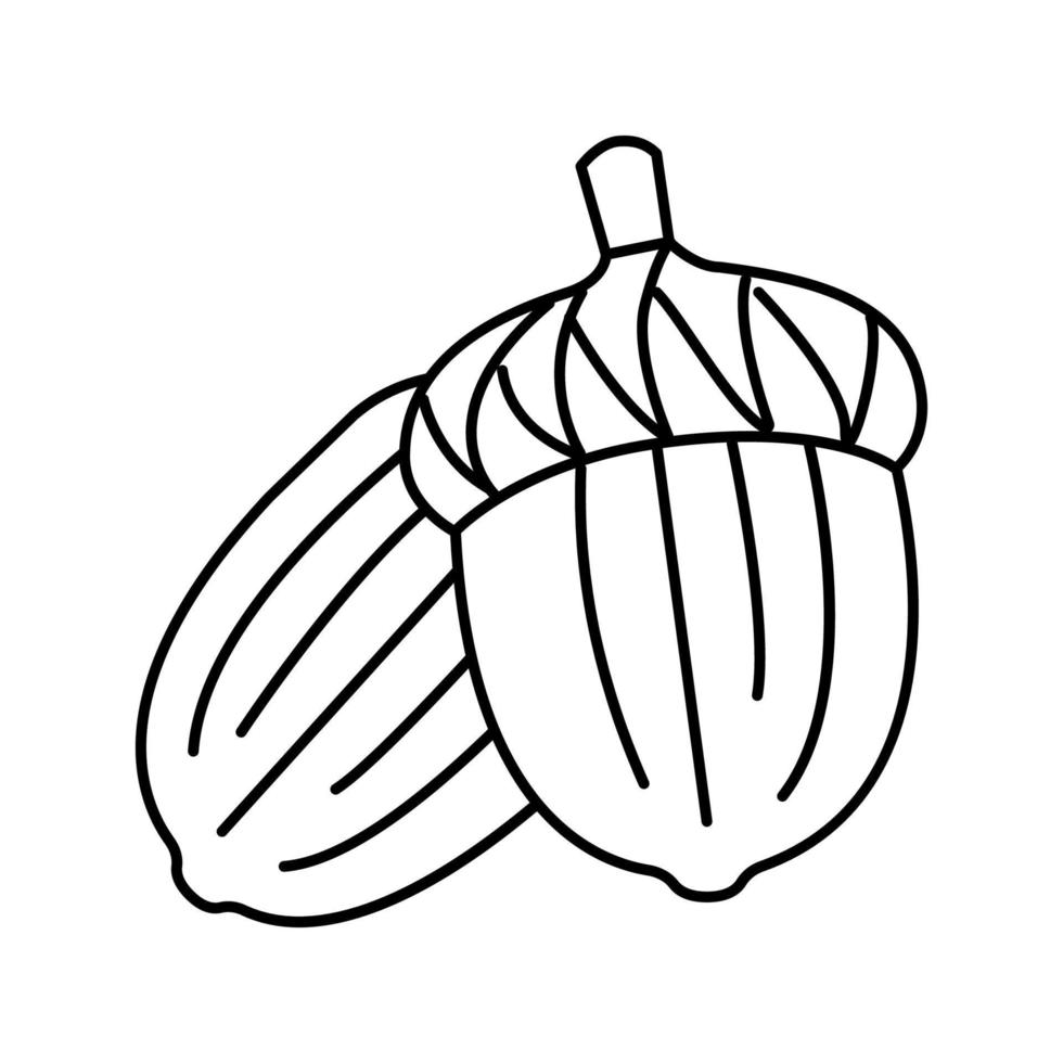 illustration vectorielle d'icône de ligne de noix de gland vecteur