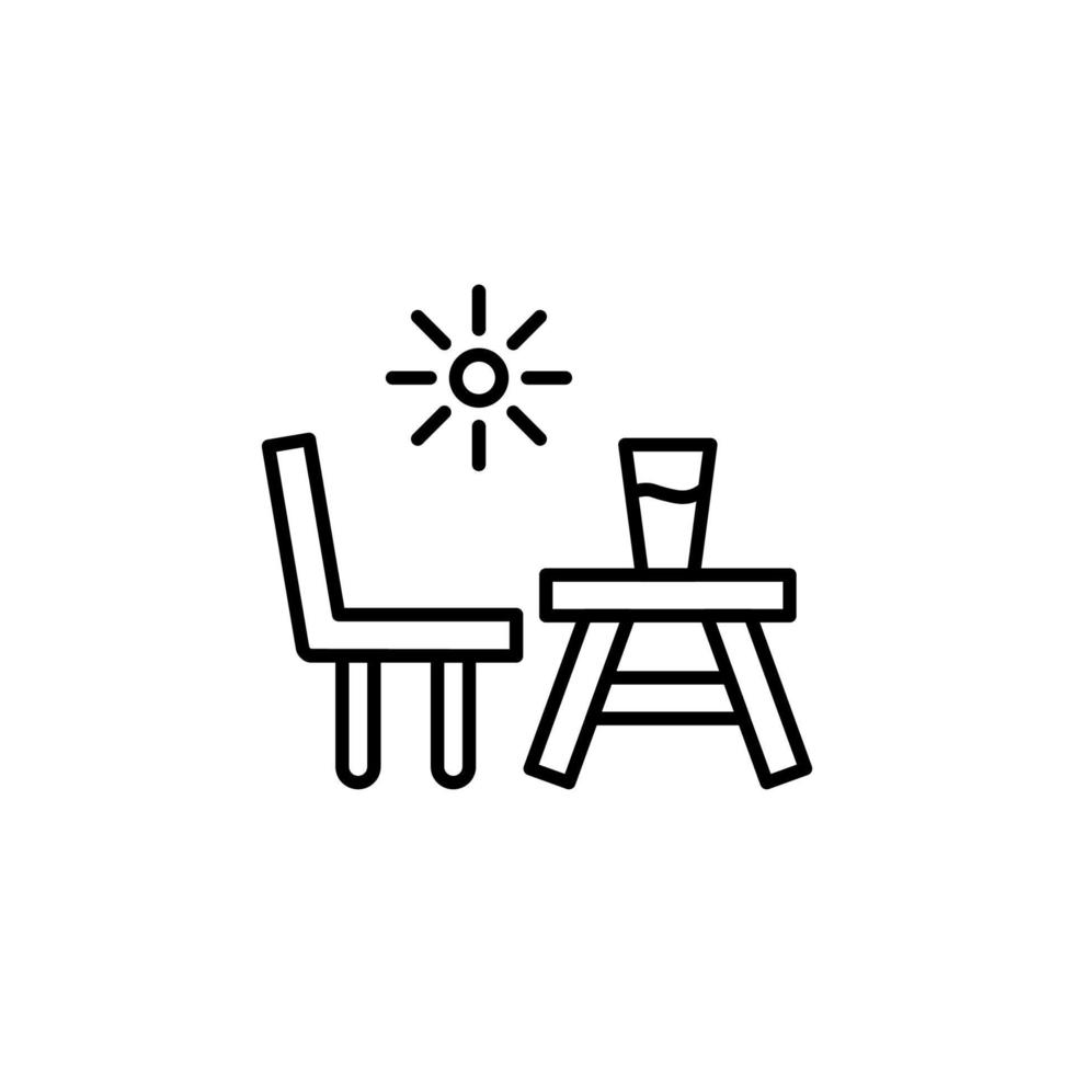 icône de ligne isolée de café en plein air. trait modifiable. signe vectoriel pour les publicités, les magasins, les magasins, les articles, l'interface utilisateur, les applications, les sites. signe minimaliste dessiné avec une ligne noire