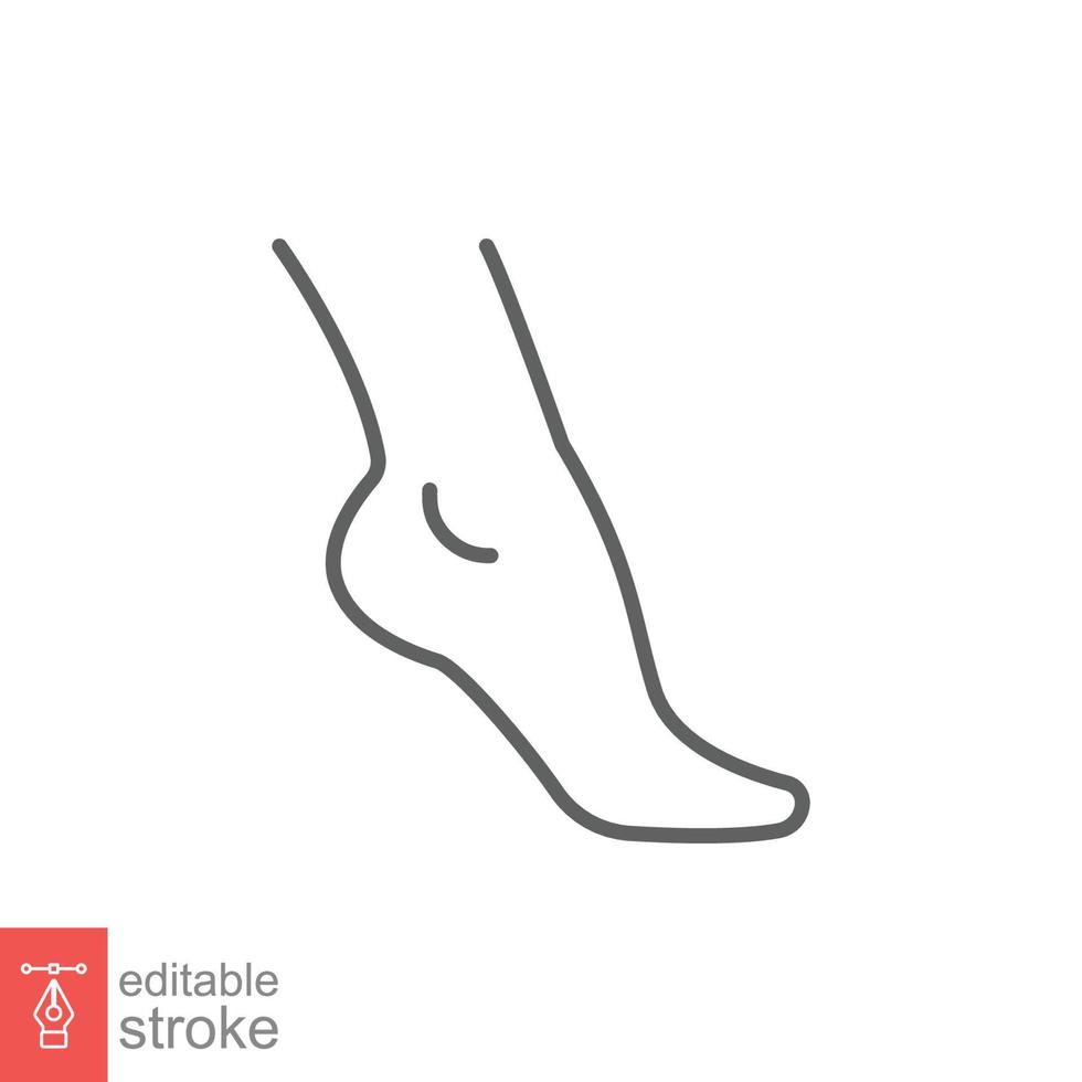 pied, icône de ligne de cheville. le style de contour peut être utilisé pour le web, le mobile, l'interface utilisateur. douleur, hanche, ortho, anatomie, corps, concept de soins. illustration de logo vectoriel isolée sur fond blanc. trait modifiable eps 10.