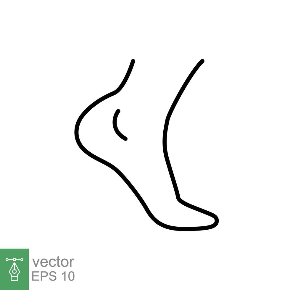 pied, icône de ligne de cheville. le style de contour peut être utilisé pour le web, le mobile, l'interface utilisateur. douleur, hanche, ortho, anatomie, corps, concept de soins. illustration de logo vectoriel isolée sur fond blanc. ep 10.