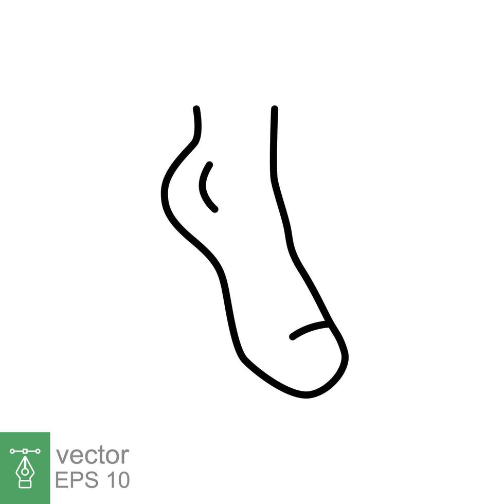 pied, icône de ligne de cheville. le style de contour peut être utilisé pour le web, le mobile, l'interface utilisateur. douleur, hanche, ortho, anatomie, corps, concept de soins. illustration de logo vectoriel isolée sur fond blanc. ep 10.