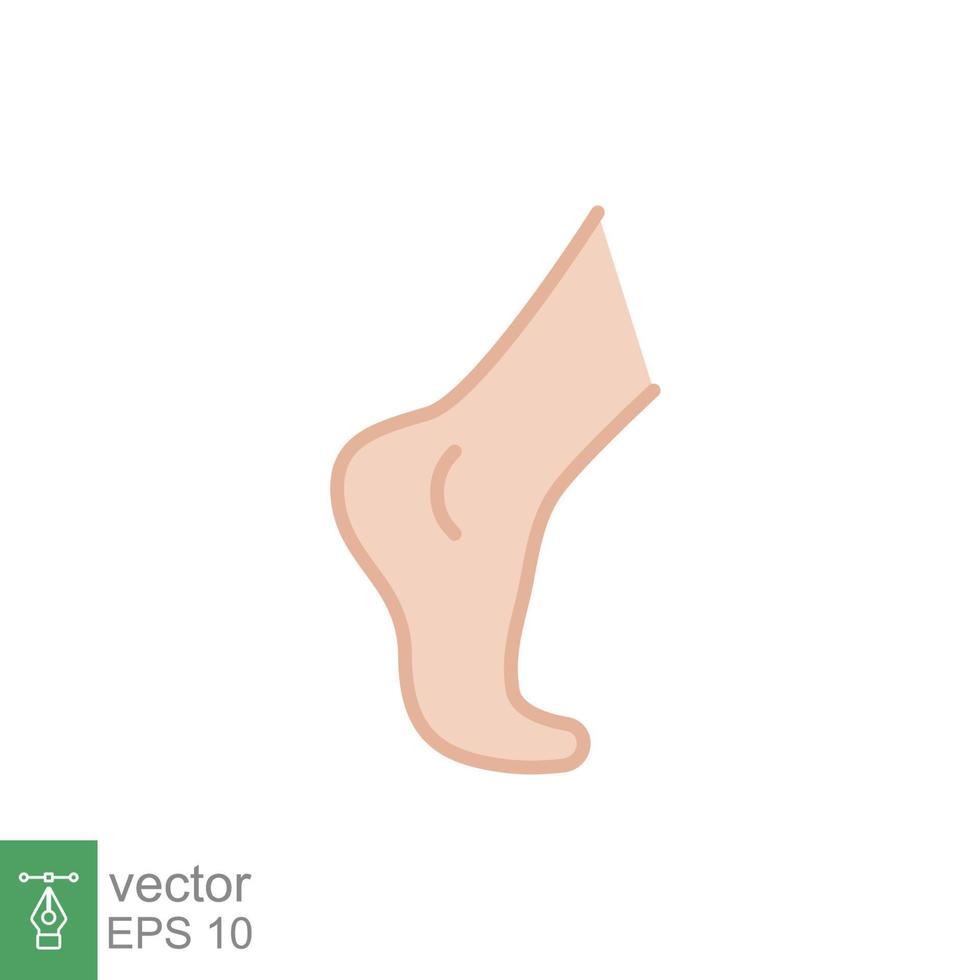 icône de couleur pied, cheville. le style de contour rempli peut être utilisé pour le web, le mobile, l'interface utilisateur. douleur, hanche, ortho, anatomie, corps, concept de soins. illustration de logo vectoriel isolée sur fond blanc. ep 10.