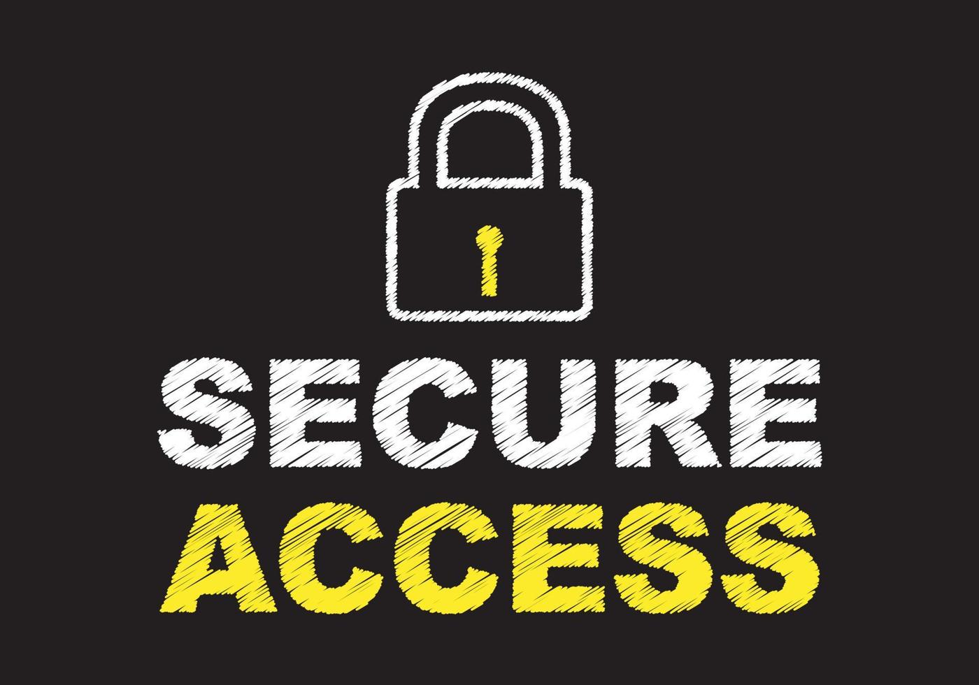 accès sécurisé écrit sur tableau noir. concept de cybersécurité. l'accès numérique et la sécurité en ligne. vecteur