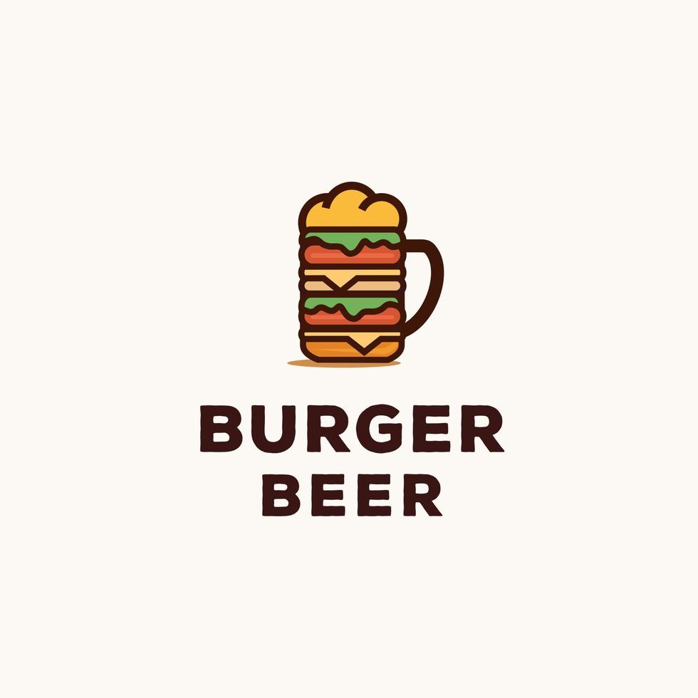 conception graphique du logo burger et bière vecteur