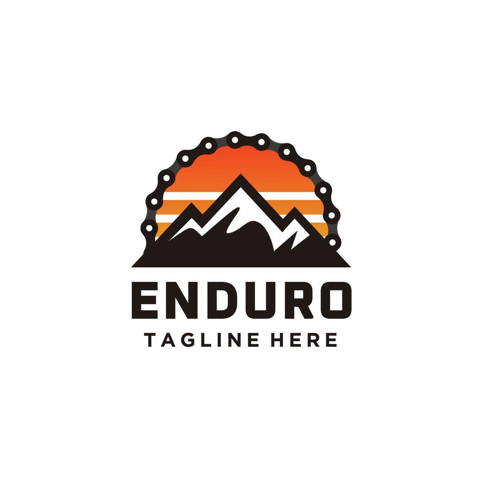 combinaison de chaîne de conception de logo d'enduro de vélo de montagne vecteur