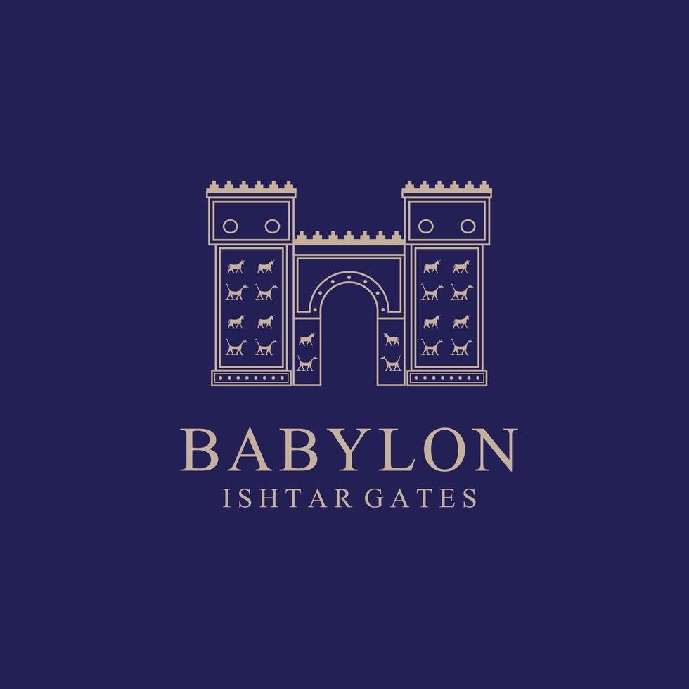 conception du logo des portes d'ishtar de babylonie vecteur