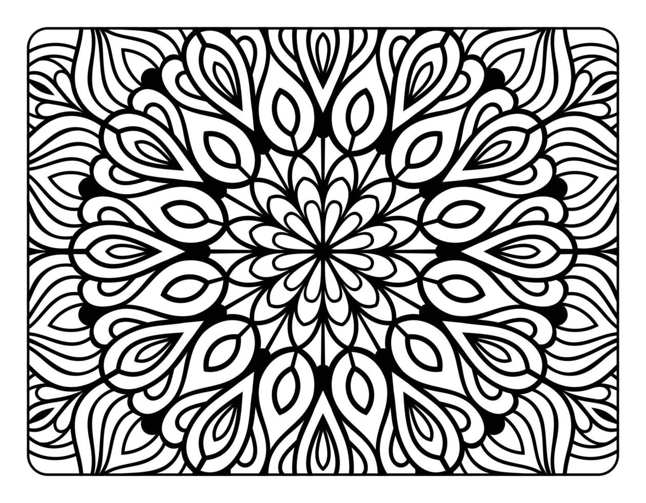 page de coloriage de mandala adulte, art de griffonnage de mandala floral dessiné à la main, page de coloriage de mandala pour la relaxation des adultes vecteur