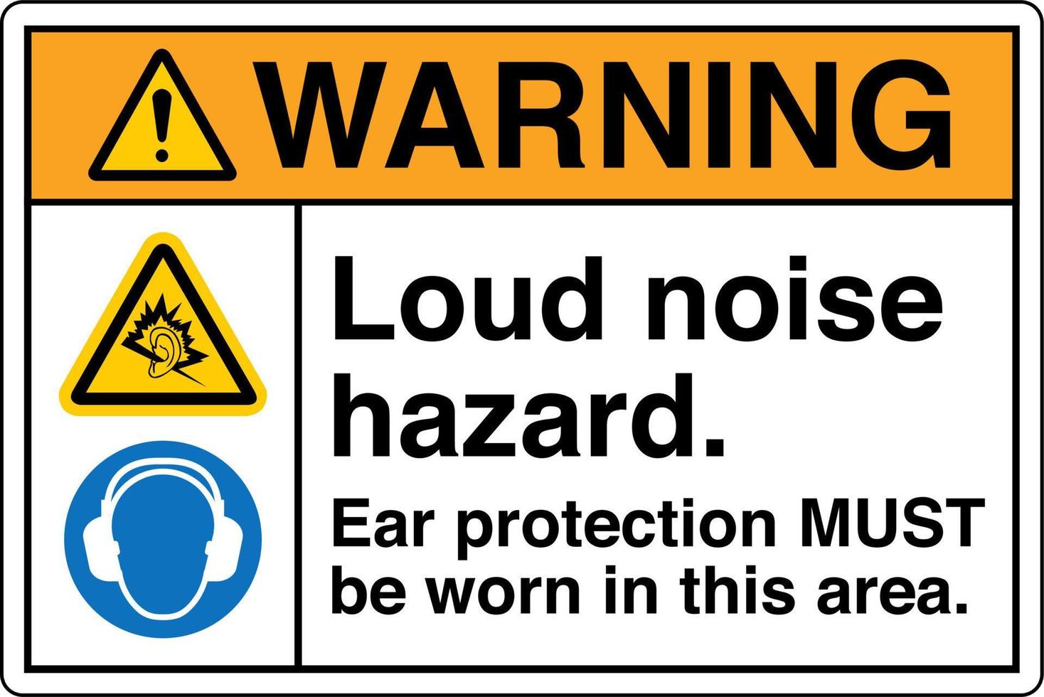 signal de sécurité marquage étiquette symbole pictogramme normes avertissement bruit fort danger protection auditive obligatoire dans cette zone vecteur
