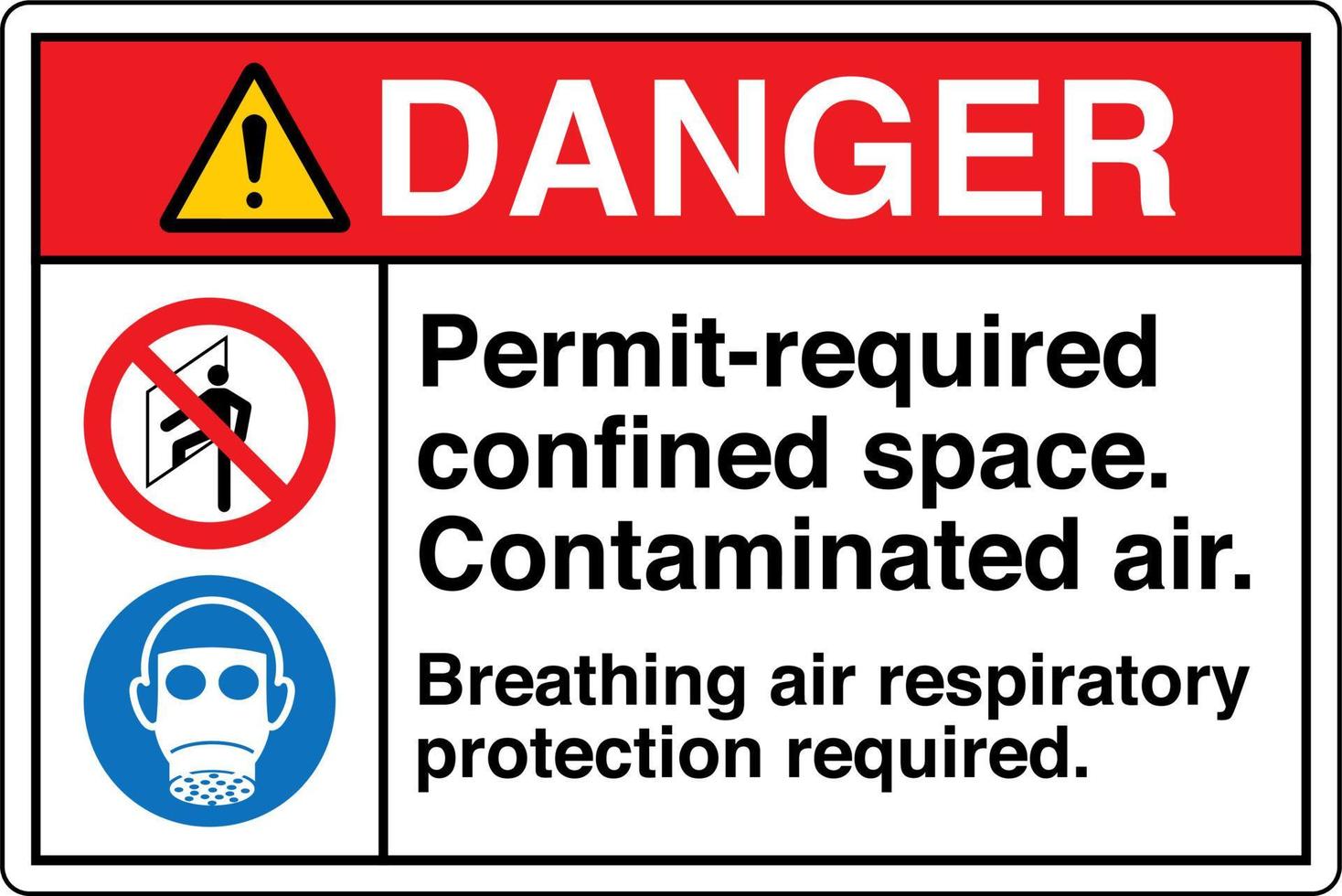 sécurité signalisation marquage étiquette symbole pictogramme danger permis obligatoire espace confiné air contaminé air respirable protection respiratoire obligatoire vecteur