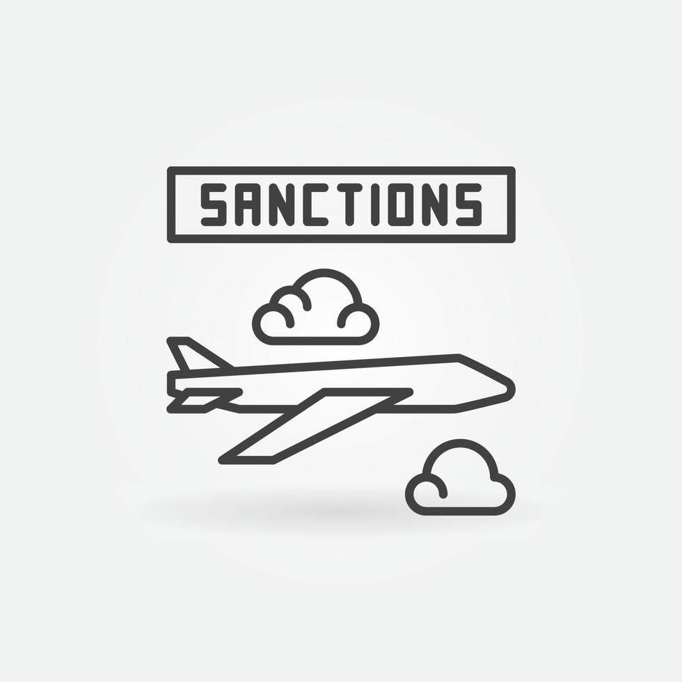 icône de vecteur de sanctions de transport aérien dans le style de ligne mince