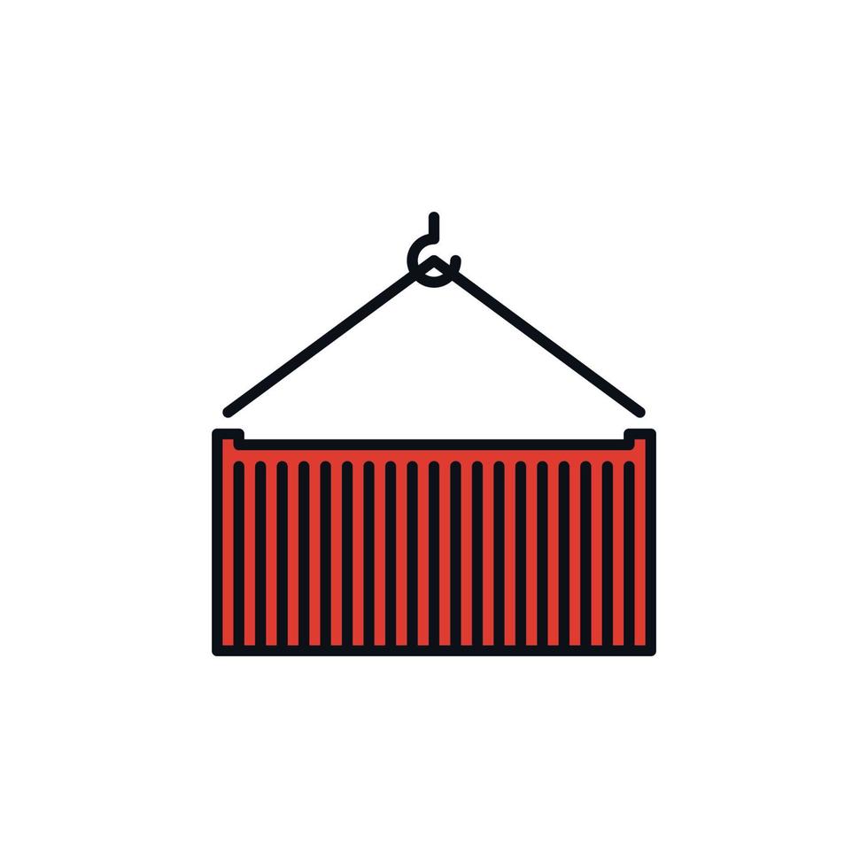 icône colorée de concept de livraison de vecteur de conteneur d'expédition rouge suspendu