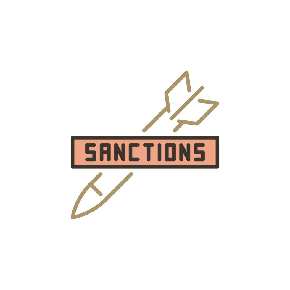 vecteur de fusée concept de sanctions militaires icône ou symbole coloré