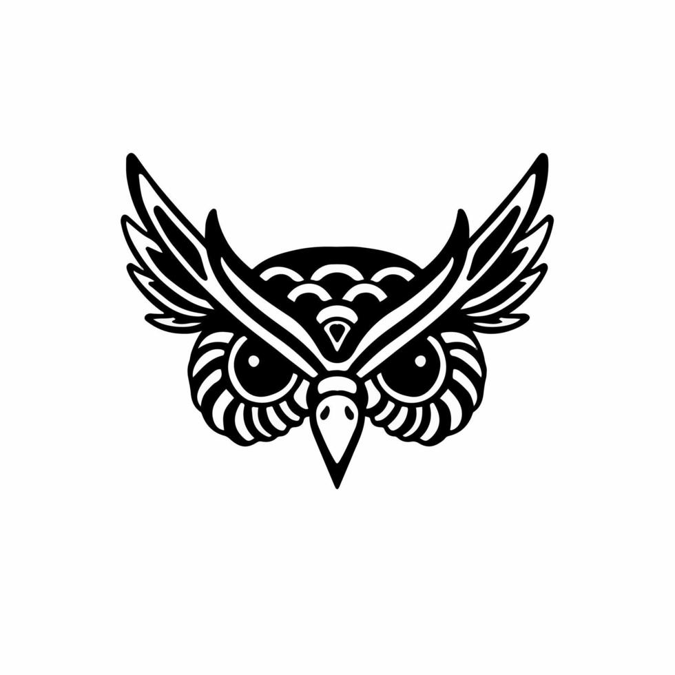 logo tête de hibou tribal. conception de tatouage. illustration vectorielle de pochoir animal vecteur