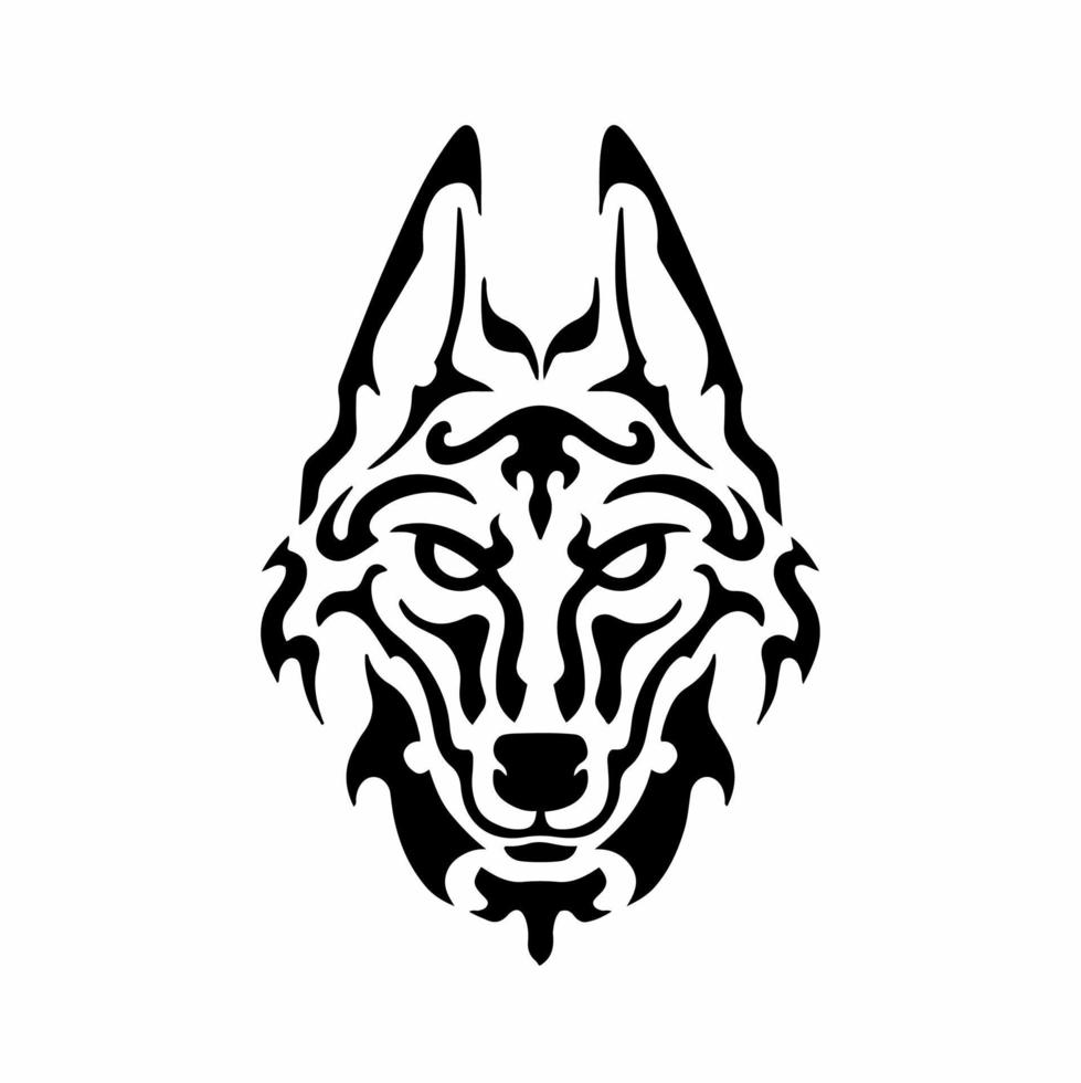 logo tête de loup tribal. conception de tatouage. illustration vectorielle de pochoir animal vecteur