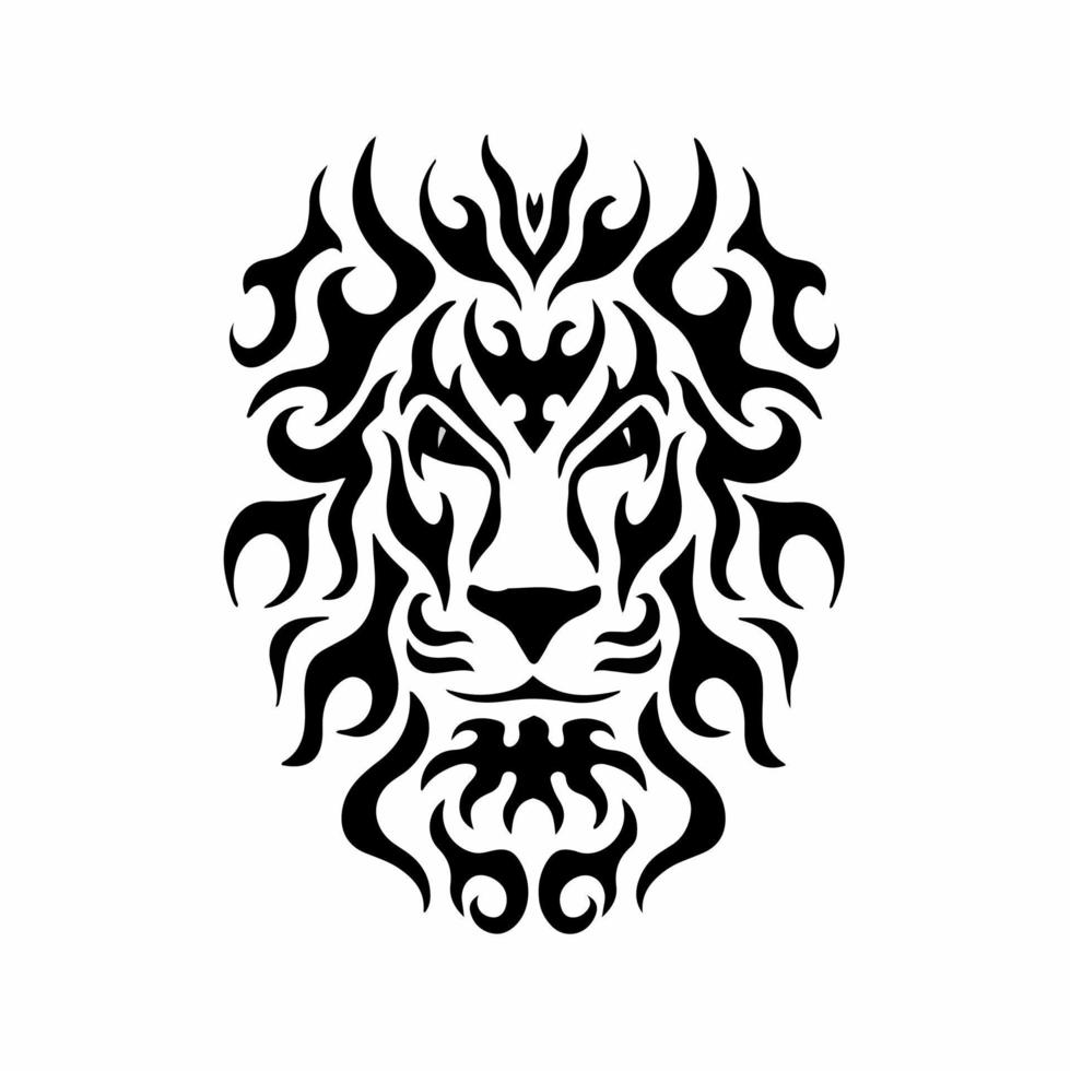 logo tête de lion tribal. conception de tatouage. illustration vectorielle de pochoir animal vecteur