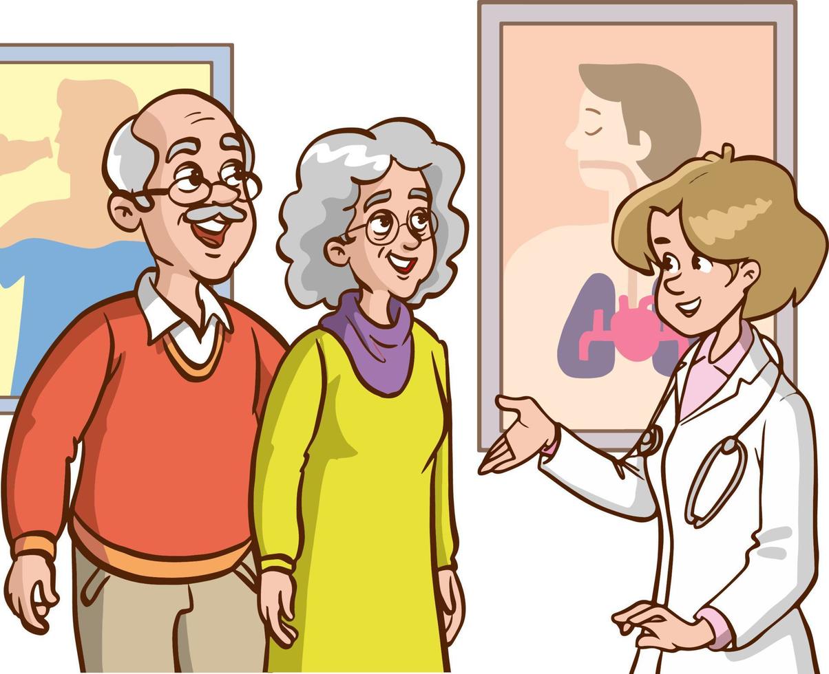 femme médecin parlant à son vecteur de dessin animé patient