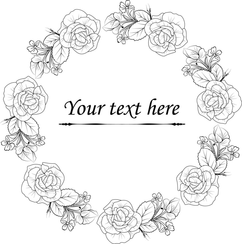 bordure rose dessinée à la main, coloriage vecteur