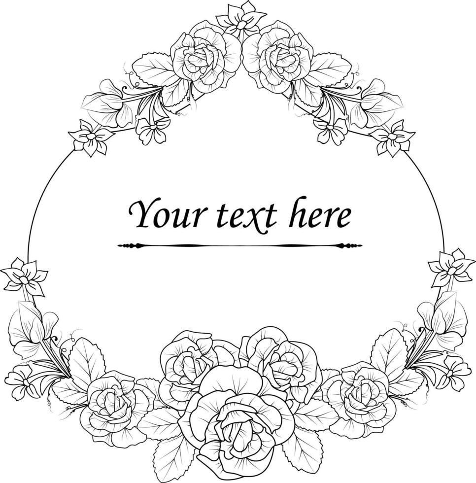 bordure rose dessinée à la main, coloriage vecteur