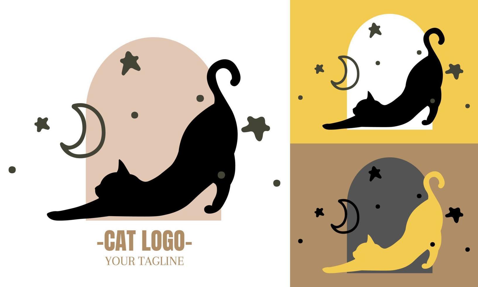 illustration de conception de logo d'art de ligne de chat, conception de vecteur simple