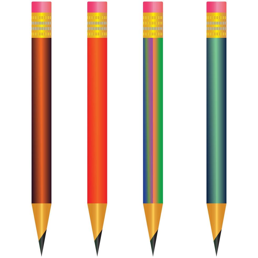 un ensemble d'illustration vectorielle de crayons à mine de couleur sur fond blanc vecteur gratuit