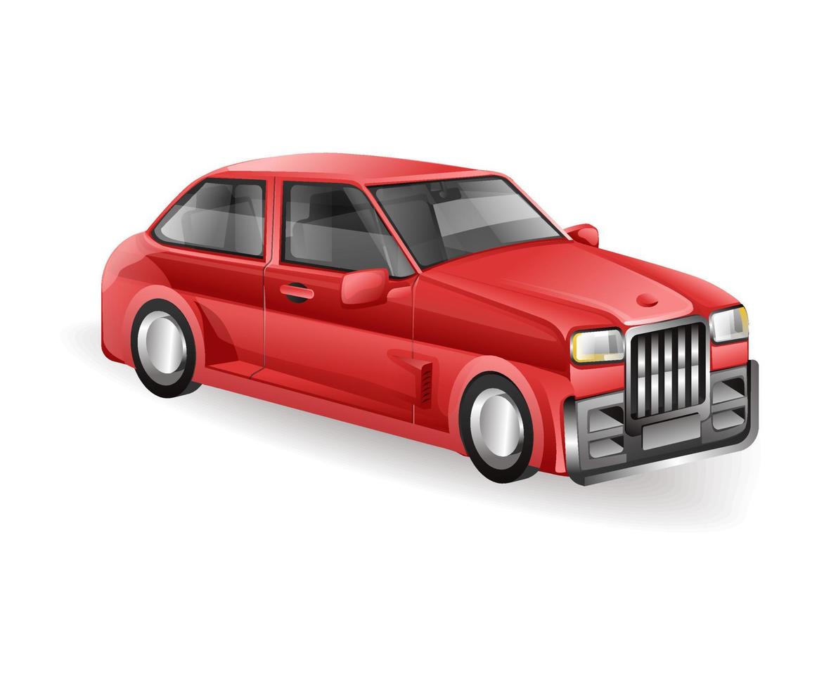 concept plat isométrique illustration de personnage de modèle de voiture berline de luxe rouge 3d vecteur
