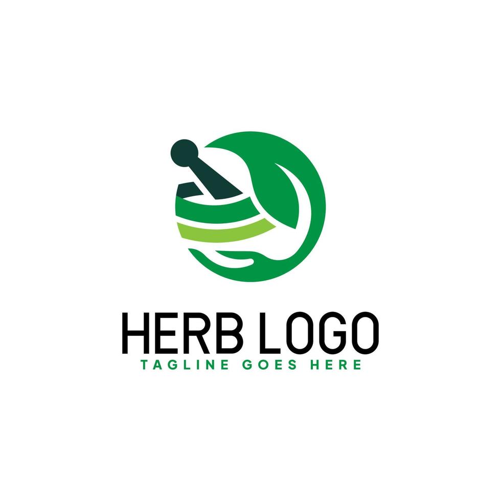 logo d'herbe avec le concept de main et de feuille tenant une herbe médicinale naturelle vecteur